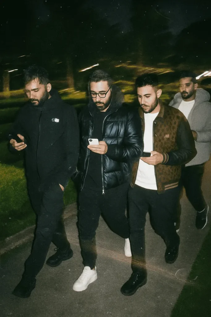 People walking with phone